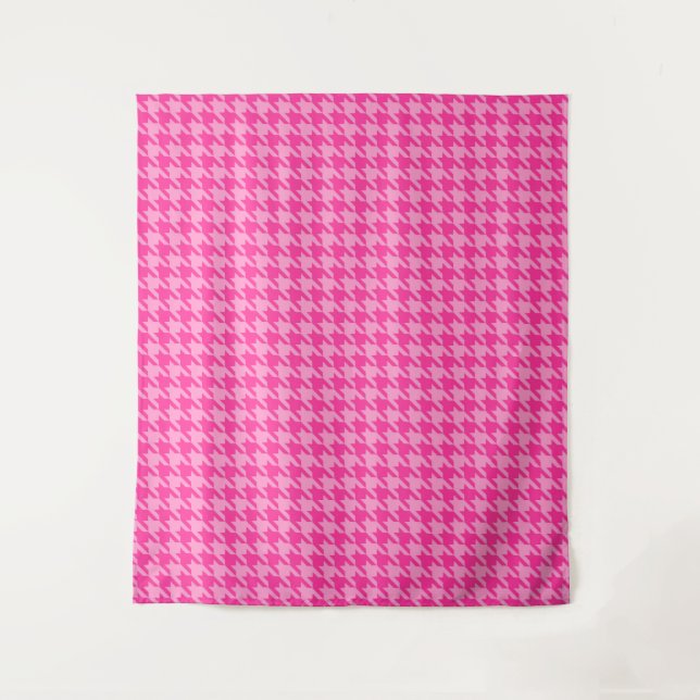 Tenture Motif carreaux pied de poule rose vif (Devant)