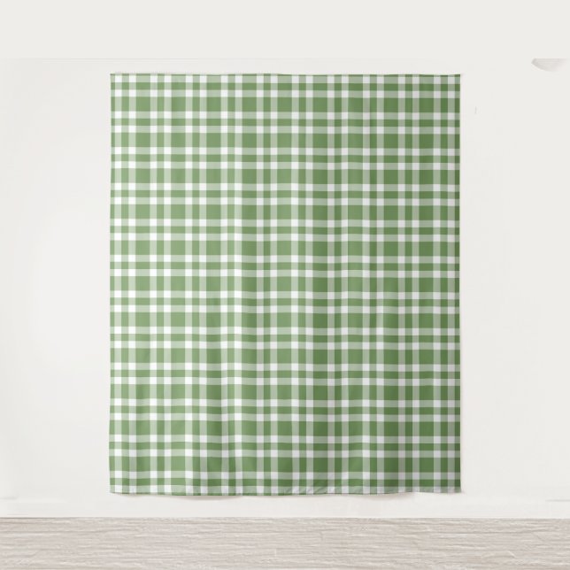 Tenture Motif carreaux vert blanc (Devant)