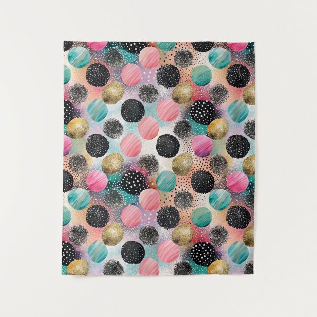 Tenture Motif Cercle Abstrait - avec Parties scintillant e (Devant)