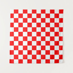 Tenture Motif chèque À damiers blanc rouge