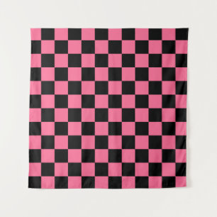Tenture Motif chèque À damiers rose noir