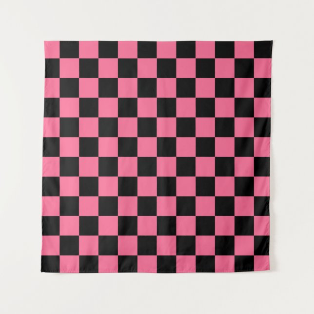 Tenture Motif chèque À damiers rose noir (Devant)