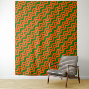 Tenture Motif chevron zigzag vert orange 