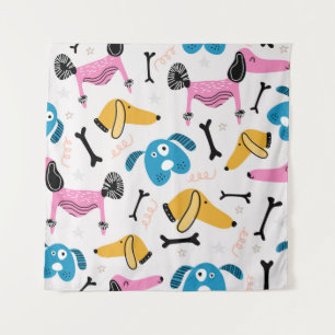 Tenture Motif chien mignon avec dessin du visage animal bé