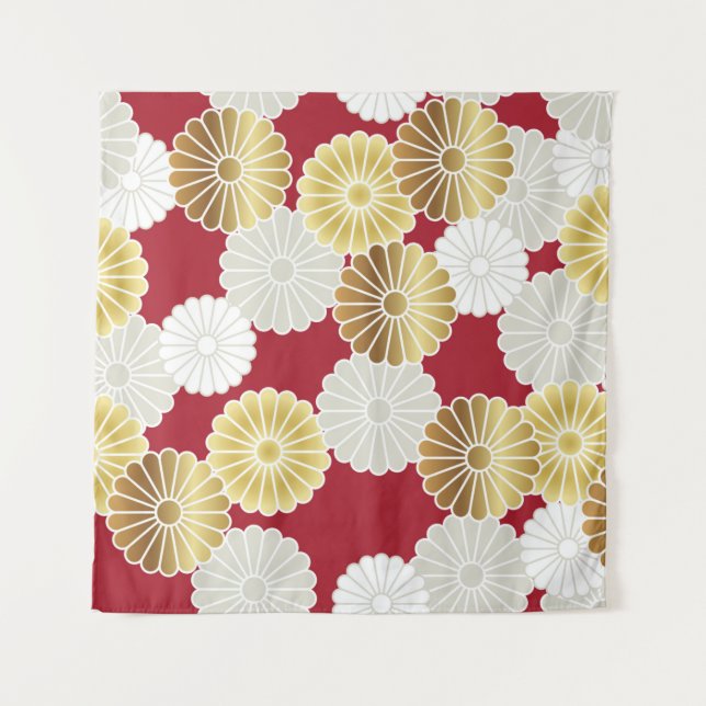 Tenture Motif chrysanthème sans couture dans le tra japona (Devant)