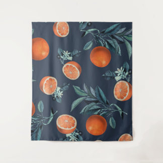 Tenture Motif citron et feuille VI