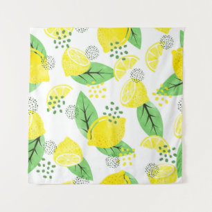 Tenture Motif citron sans aquarelle avec fruits et