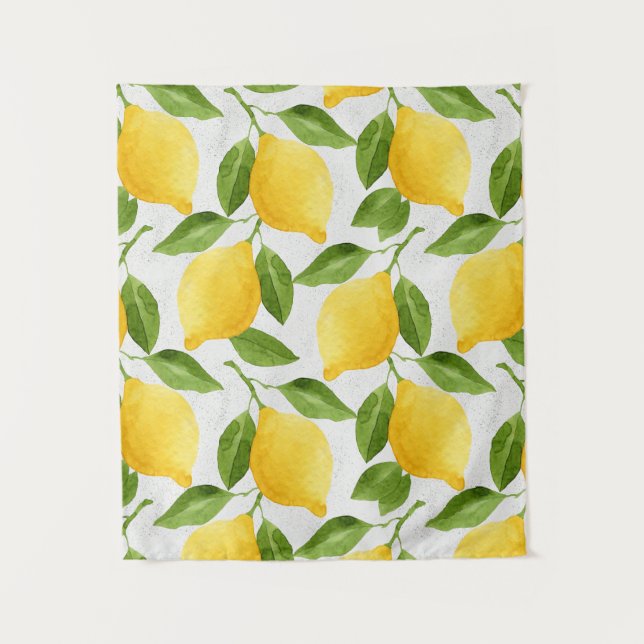 Tenture Motif citrons aquarelle (Devant)
