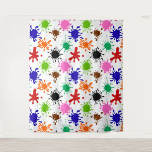 Tenture Motif coloré de peinture en blanc