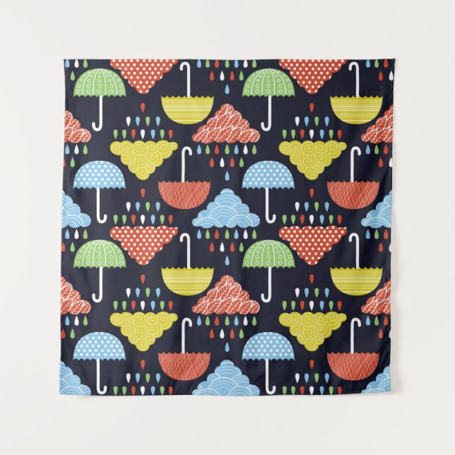 Tenture Motif continu pluie (Devant)