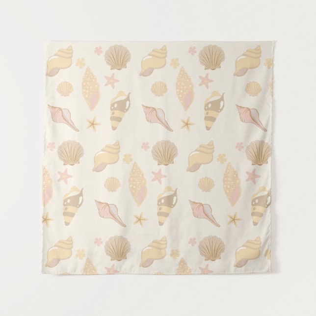 Tenture Motif Coquilles Beige (Devant)