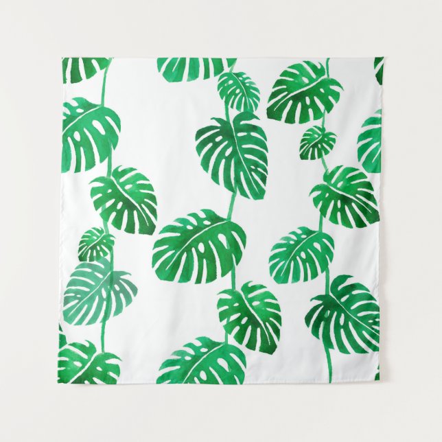 Tenture Motif couleur d'eau transparente avec feuilles tro (Devant)