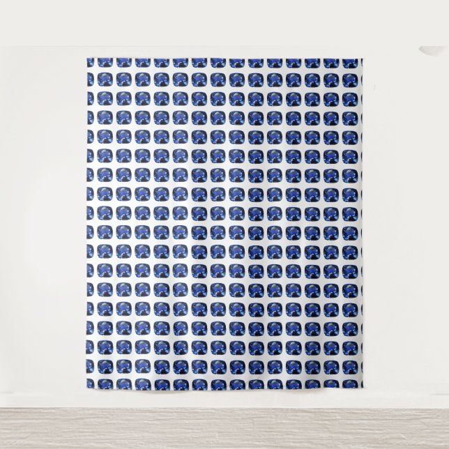 Tenture Motif Coussin de Saphir Bleu (Devant)