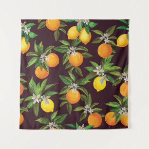 Tenture Motif d'agrumes, Oranges Vintages de citrons.