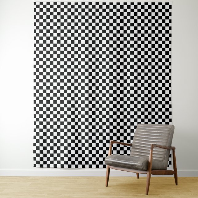 Tenture Motif damier noir et blanc (En situation)