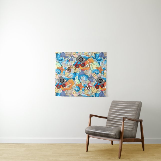 Tenture Motif d'amusement d'été (En situation (horizontale))