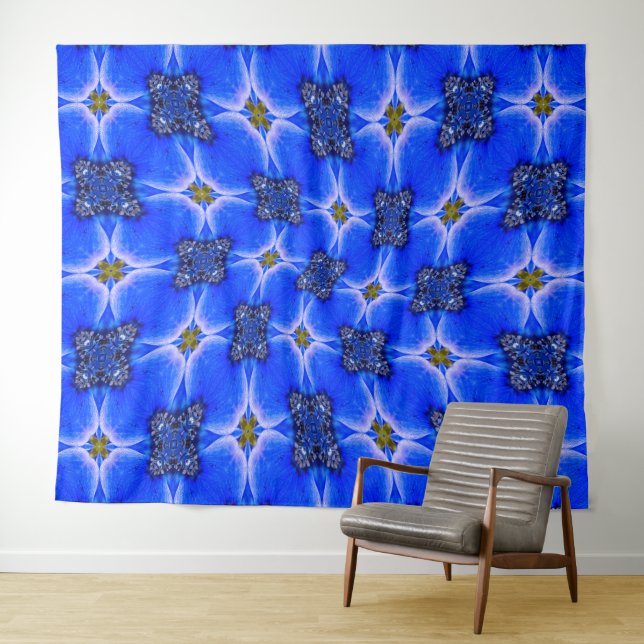 Tenture Motif d'anémone du Jardin bleu (En situation (horizontale))