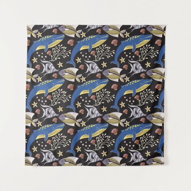 Tenture Motif d'animaux aquatiques | vie sous-marine 17 (Devant)