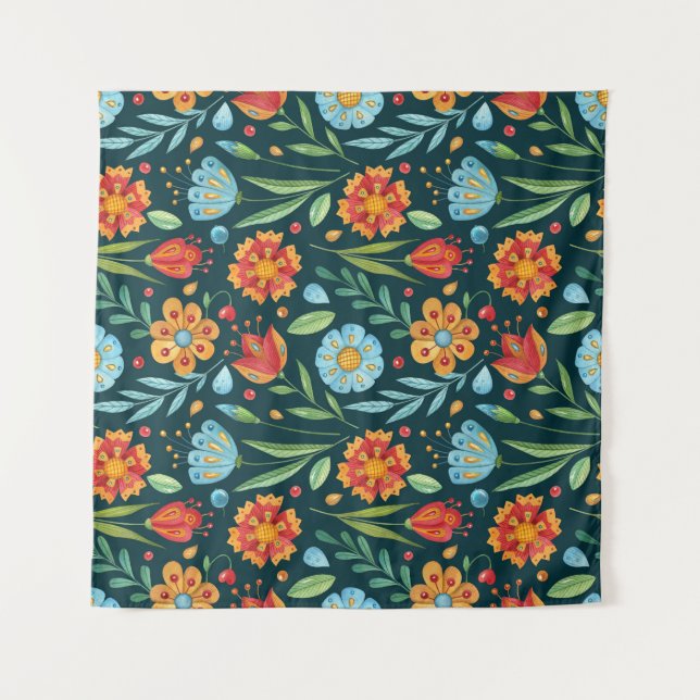 Tenture Motif d'aquarelle illustrée à la main (Devant)