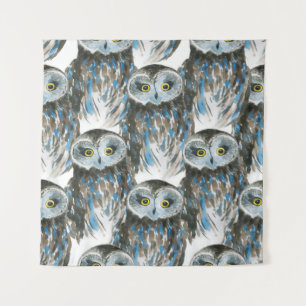 Tenture Motif d'aquarelle transparent avec grand hibou