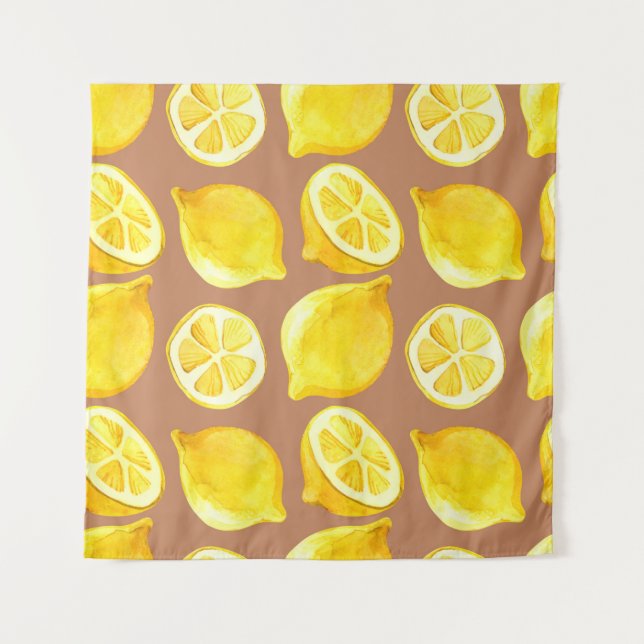 Tenture Motif d'aquarelle transparente avec citrons (Devant)