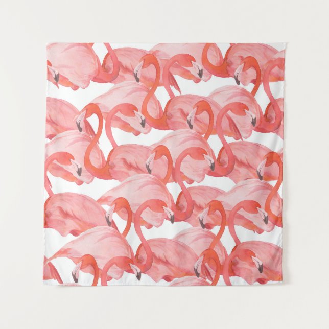 Tenture Motif d'aquarelle transparente avec flamants (Devant)