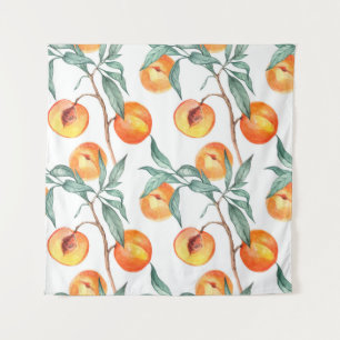 Tenture Motif d'aquarelle transparente avec pêches sur un