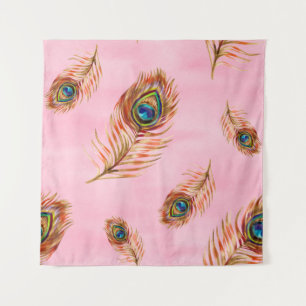 Tenture Motif d'aquarelle transparente avec plis de paon d