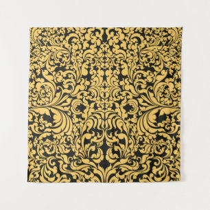 Tenture Motif d'art floral or sur une vinta d'art thaïland