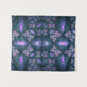 Tenture Motif d'art fractal 3D turquoise violet rose