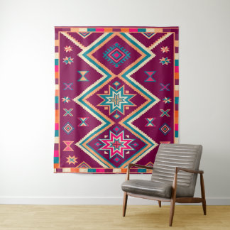 Tenture Motif d'art populaire géométrique sud-ouest Plum B