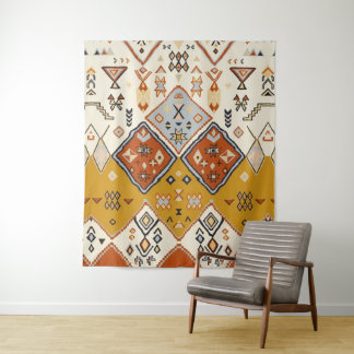 Tenture Motif d'art populaire géométrique tribal marocain