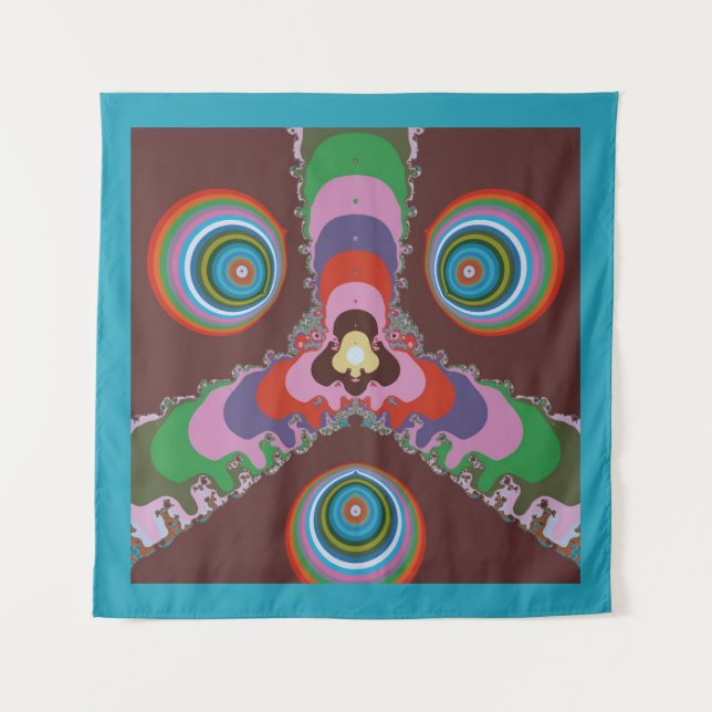 Tenture Motif d'art rétro psychédélique des années 70 (Devant)