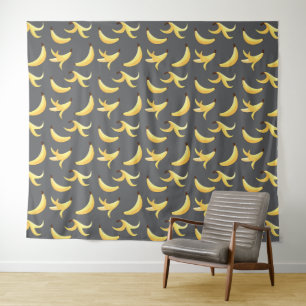 Tenture Motif de banane jaune rétro drôle, partie modifiab