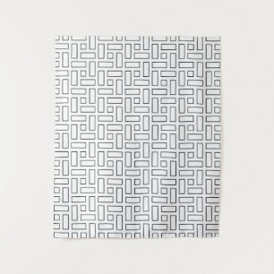 Tenture Motif de bloc linéaire noir et blanc - Blanc