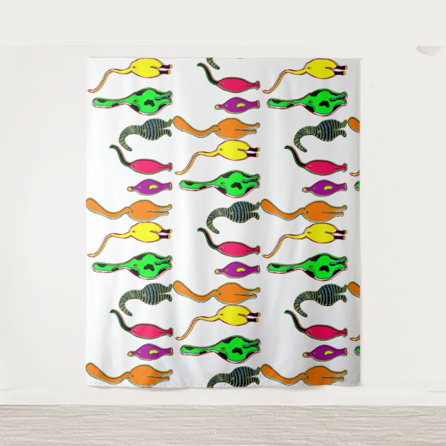 Tenture Motif de boutons de chats colorés (Devant)