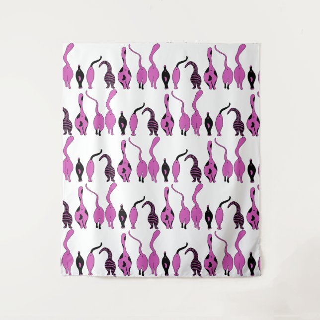 Tenture Motif de boutons de chats violets (Devant)