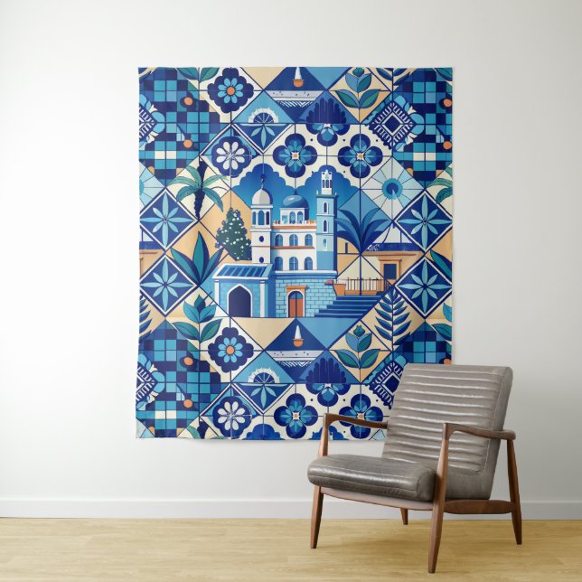 Tenture Motif de carreaux Azulejo (En situation)
