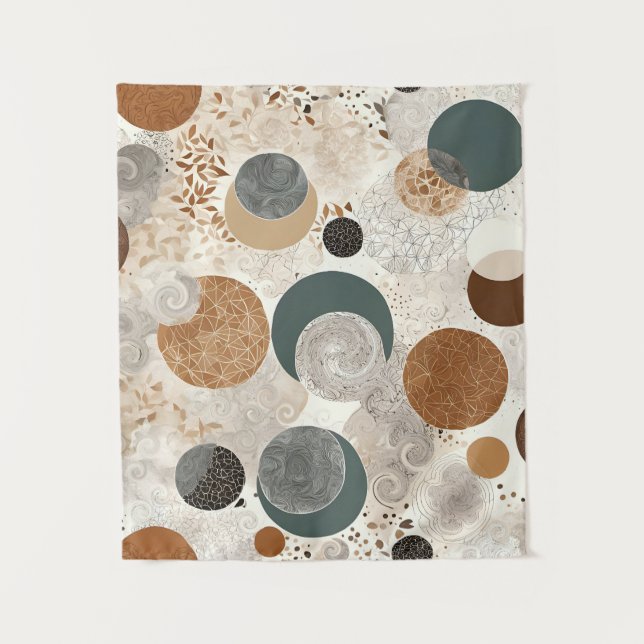 Tenture Motif de cercle géométrique abstrait Boho neutre 3 (Devant)