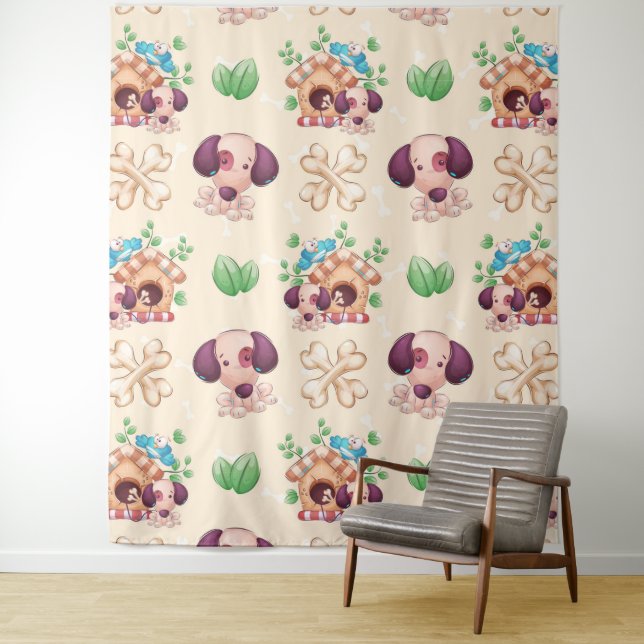 Tenture Motif de chien adorable  (En situation)