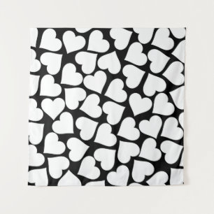 Tenture Motif de coeur noir et blanc rétro