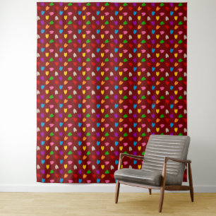 Tenture Motif de cœurs d'amour colorés rouges