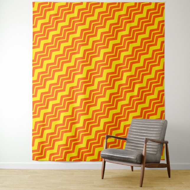 Tenture Motif de conception Chevron orange et jaune  (En situation)