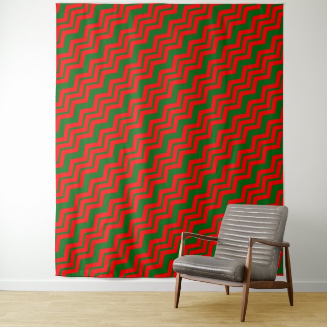 Tenture Motif de conception Chevron rouge et vert  (En situation)
