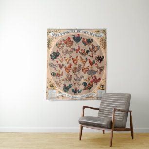 Tenture Motif de coq poulet vintage : Art de ferme