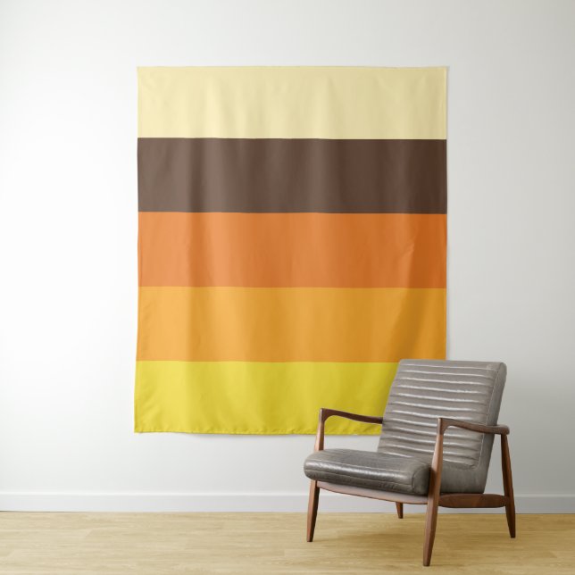 Tenture Motif de couleur rayé Rétro 70s (En situation)