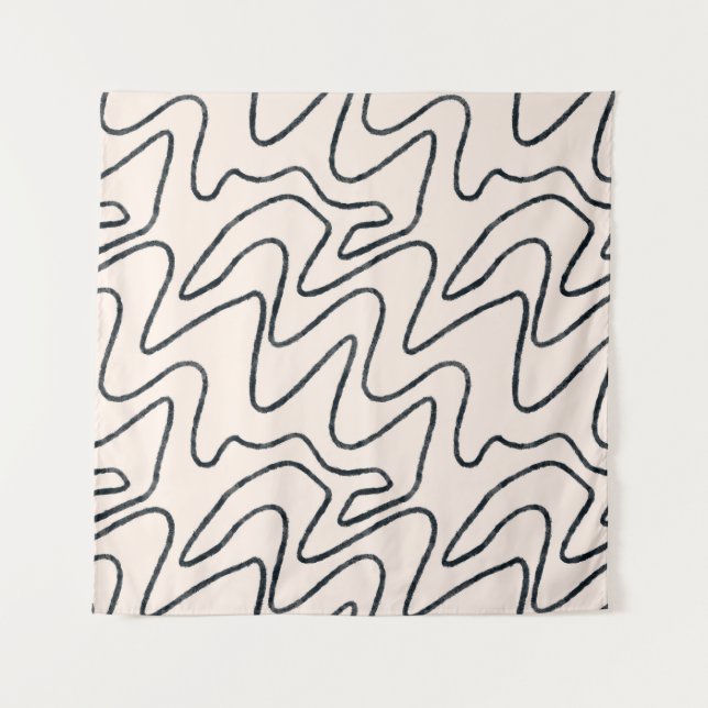 Tenture Motif de coup de pinceau minimaliste Japandi en cr (Devant)