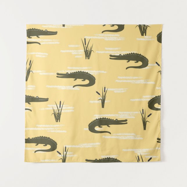 Tenture Motif de crocodiles sans couture. Rangeur jaune vi (Devant)