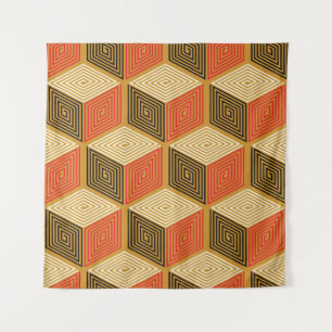 Tenture Motif de cube Vintage rouge or