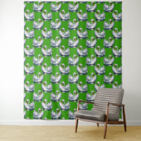 Motif de cygnes sur fond vert